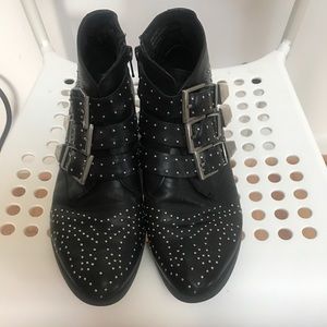 Studded ankle boots.